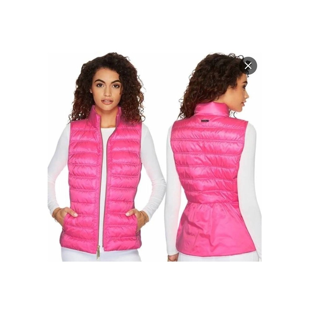 Lilly Pulitzer Women Size XXS Elana Down Puffer Vest Hot Pink Full Zip Preppy
